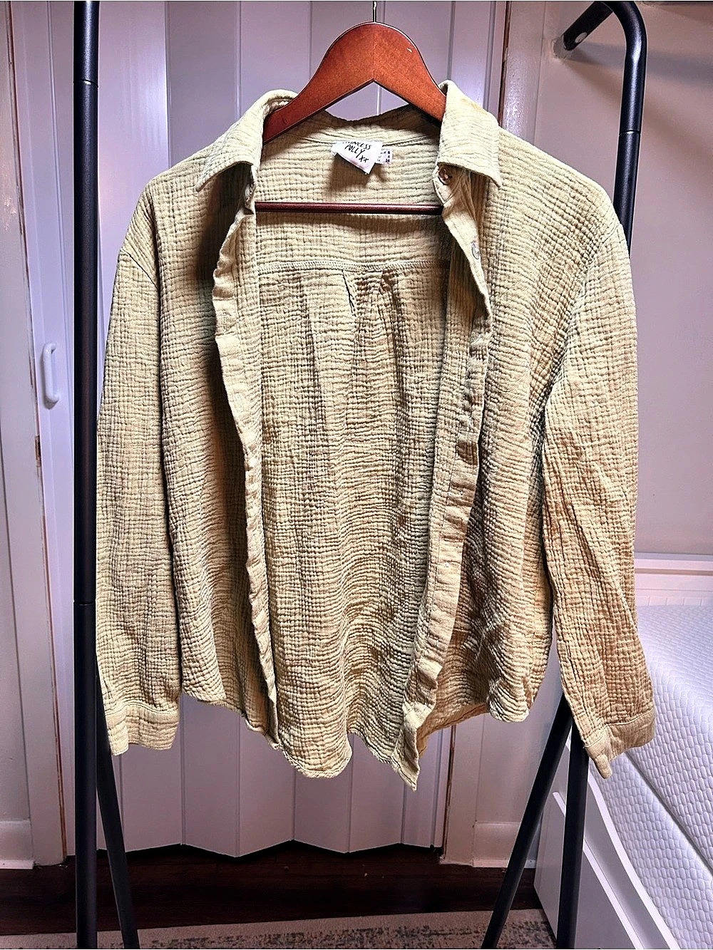 Princess Polly Textured Overshirt Jacket in Green Size Medium